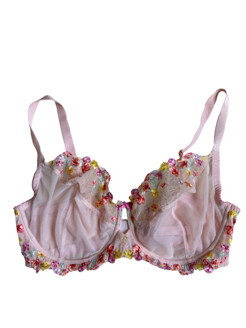 Victoria's Secret Dream Angels Floral Embroidered Demi Bra (Pink) - 38DD
